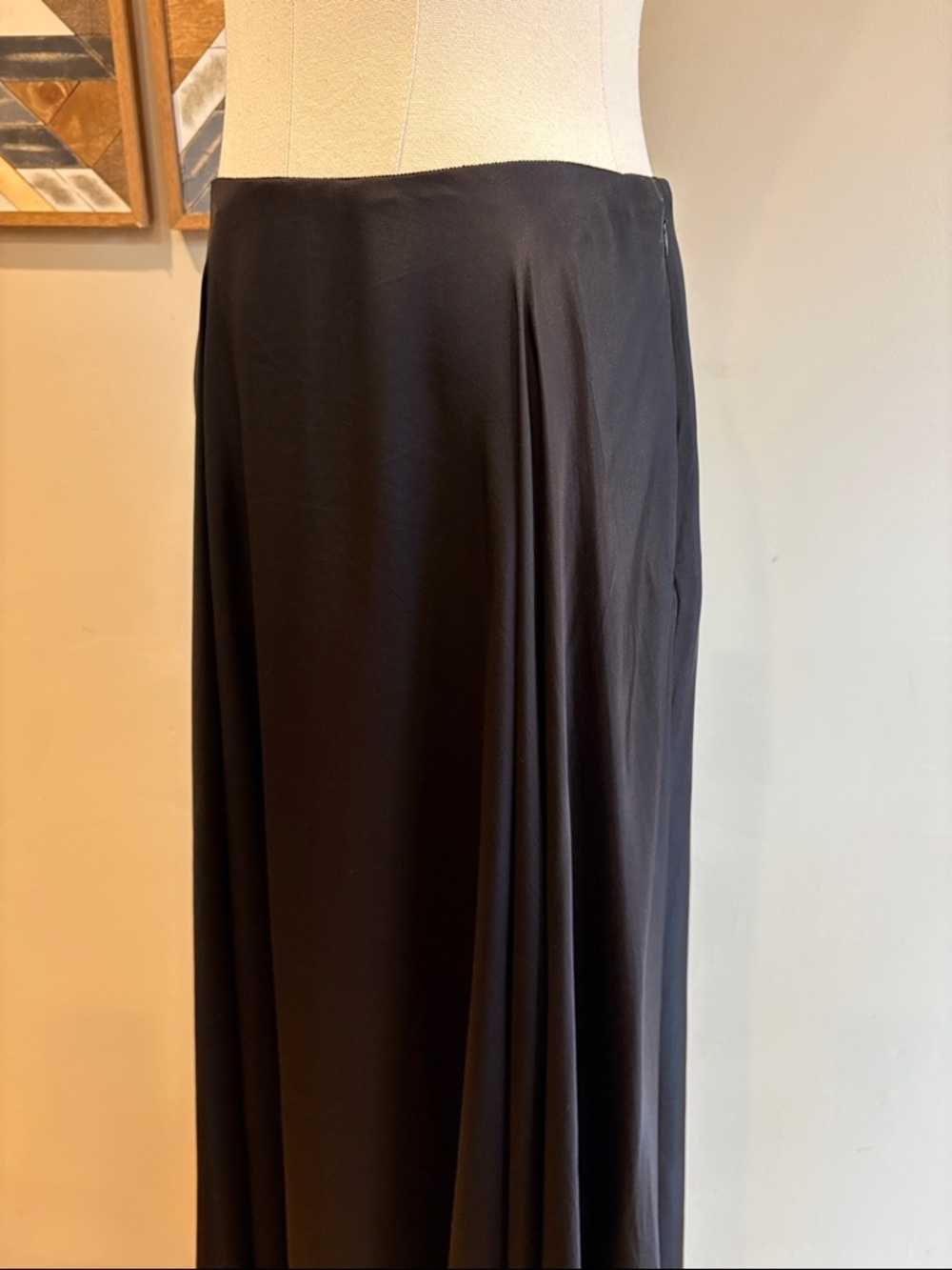 Vintage Ralph Lauren Collection Black A-Line Formal Silk Maxi Skirt size 4 - Picture 6 of 12